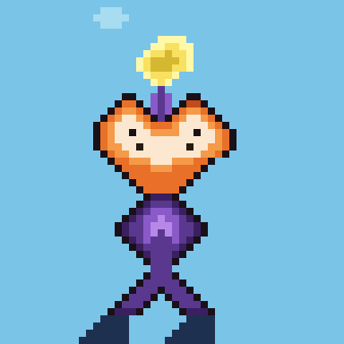 Rendered pixel art: fox mage casting